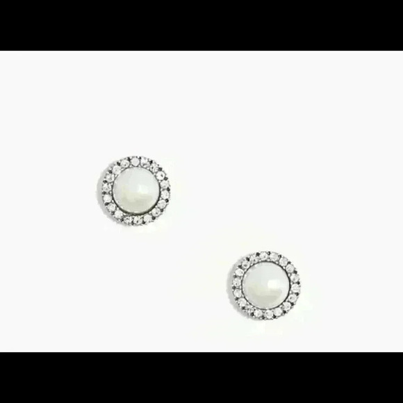 J Crew Gold Pearl Earrings w/ embellished stones - Picture 3 of 4